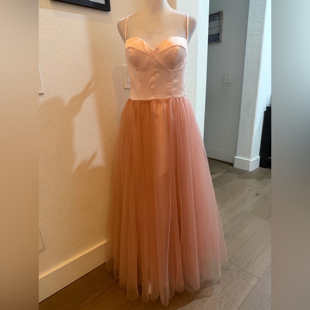 HELLYMOON | ✨NWOT✨ A Line Midi Blush Pink Tulle Gown with Sweetheart Bodice - Picture 2 of 7